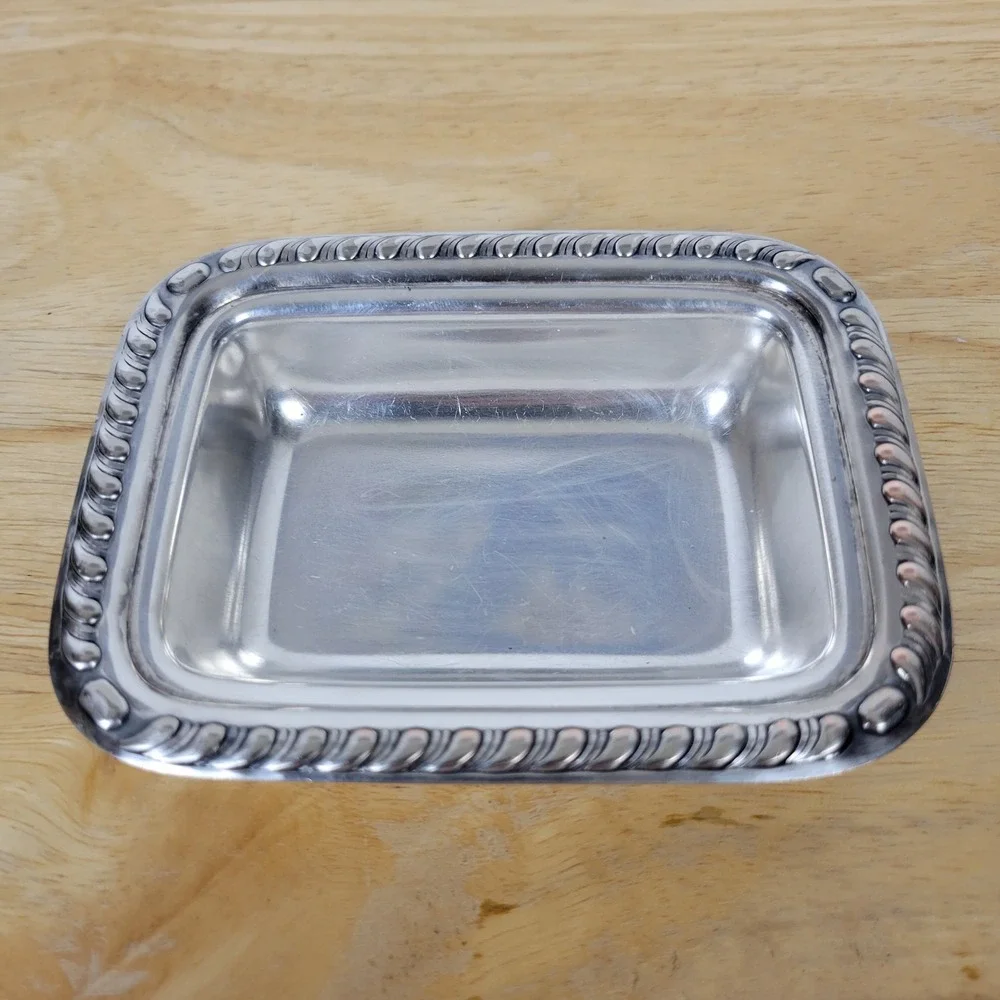 Vintage 1940s Canterbury Silverplate Trinket Tray Small Soap Dish Catchall
